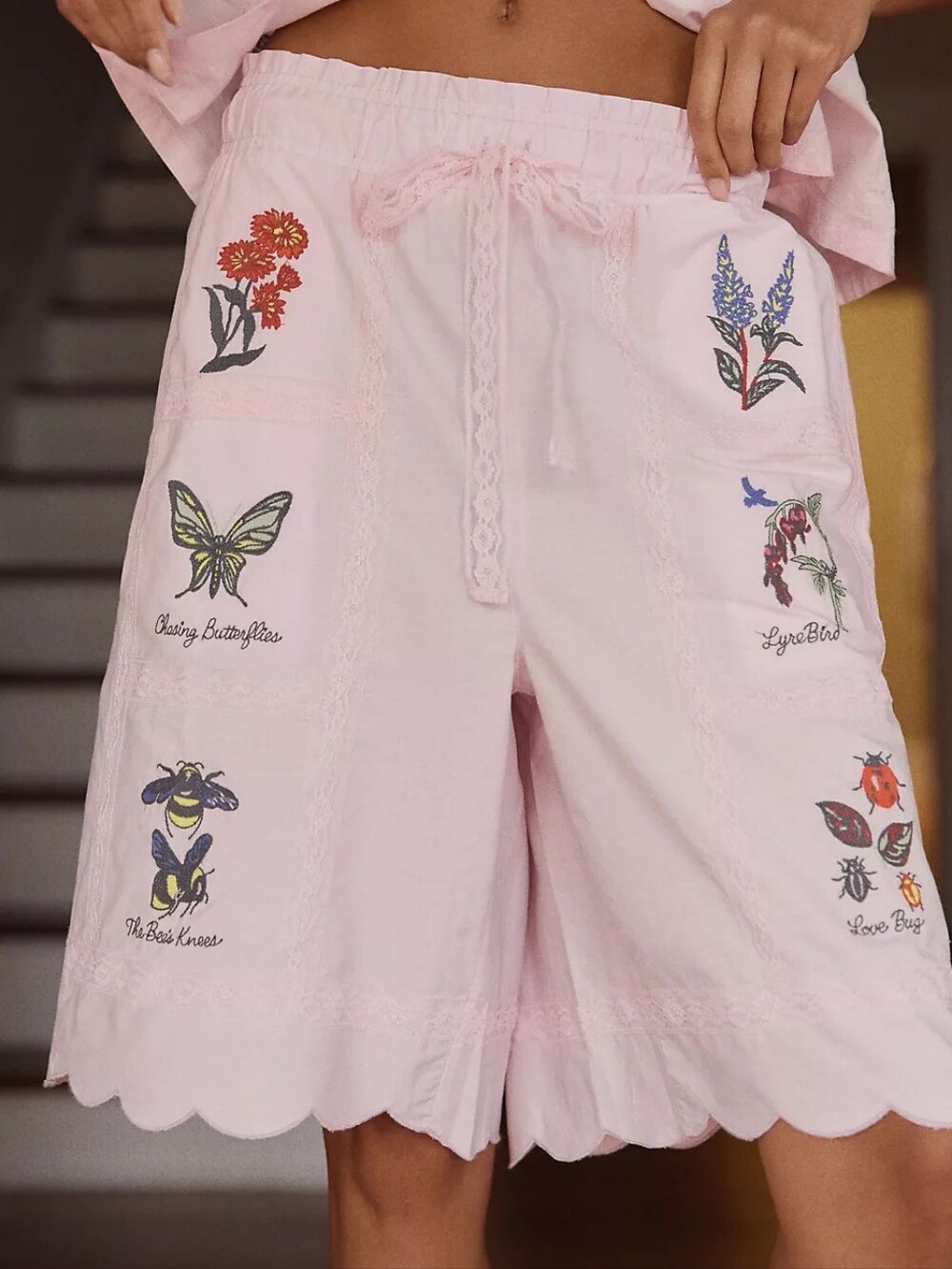 Anthropologie LyreBird Embroidered Bermuda Shorts XXS NWT